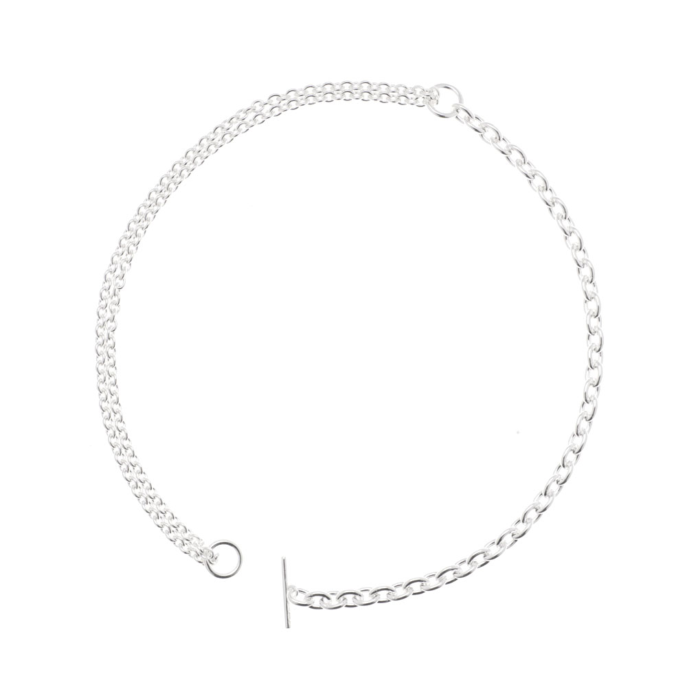 DOUBLE NECKLACE THIN 101792 42cm/52cm POLISHED SILVER