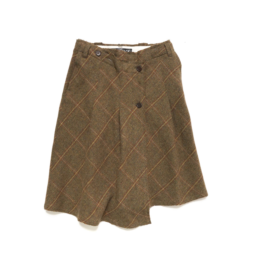 PLEATED WRAP SKIRT MOOR CHECK COUNTRY WOOL