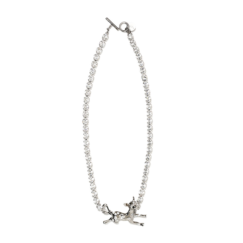 PALLADIUM NECKLACE WITH FAWN CHARM SILVER