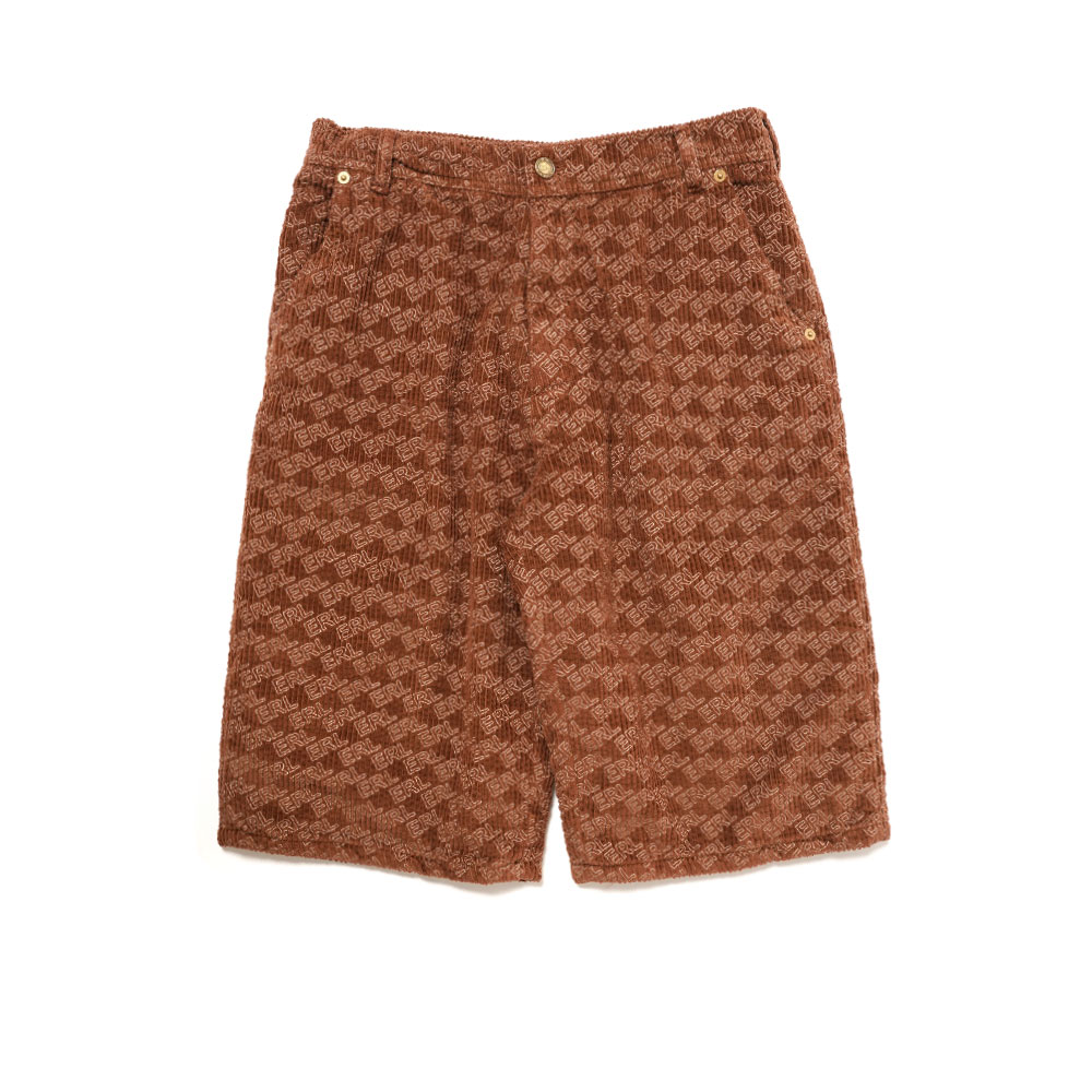 UNISEX CORDUROY EMBOSSED SHORTS WOVEN BROWN _