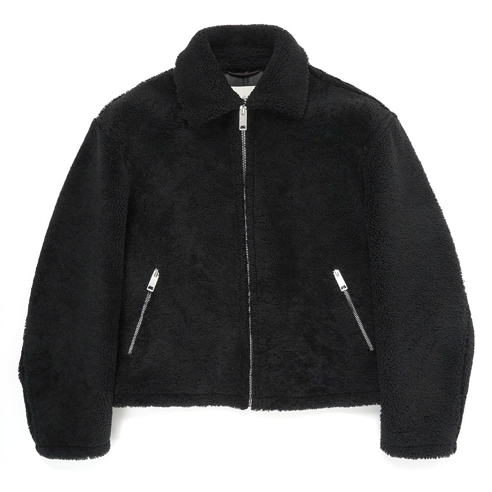CROPPED LEATHER JACKET BLACK SHEARLING