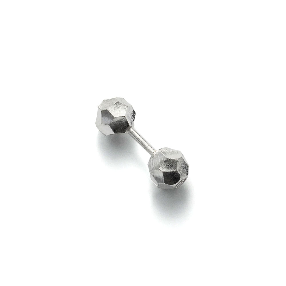 PEARL EARRING STUD 101910 CARVED SILVER (SINGLE)