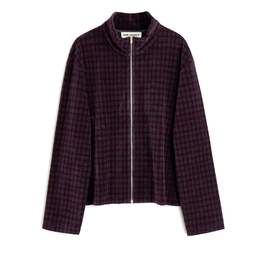 SHRUNKEN FULLZIP MERLOT HOUNDINI CHECK VELOUR